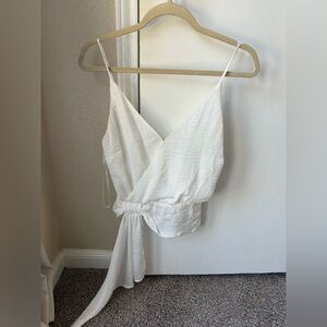 Astr White Wrap Tank Top